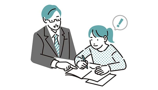 学習塾で勉強をする小学生の女の子のイラスト